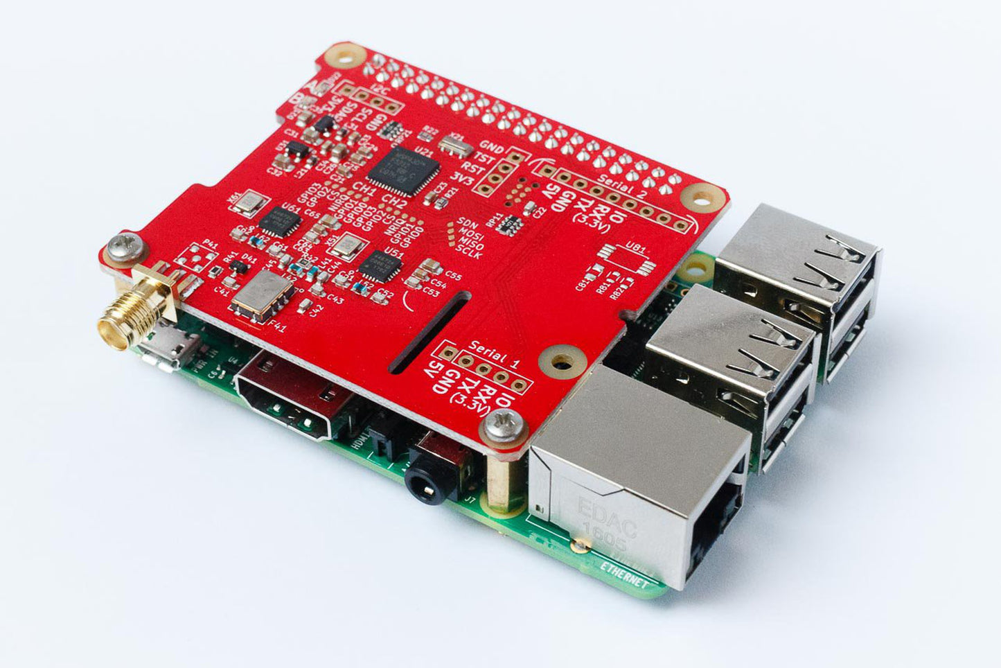 dAISy HAT AIS Receiver for Raspberry Pi - Mounted on a Raspberry Pi 3 (not included)